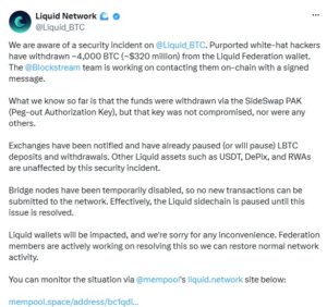 ‘White hats’ take 4000 BTC from Liquid, ETFs see best inflows of 2026: Hodler’s Digest